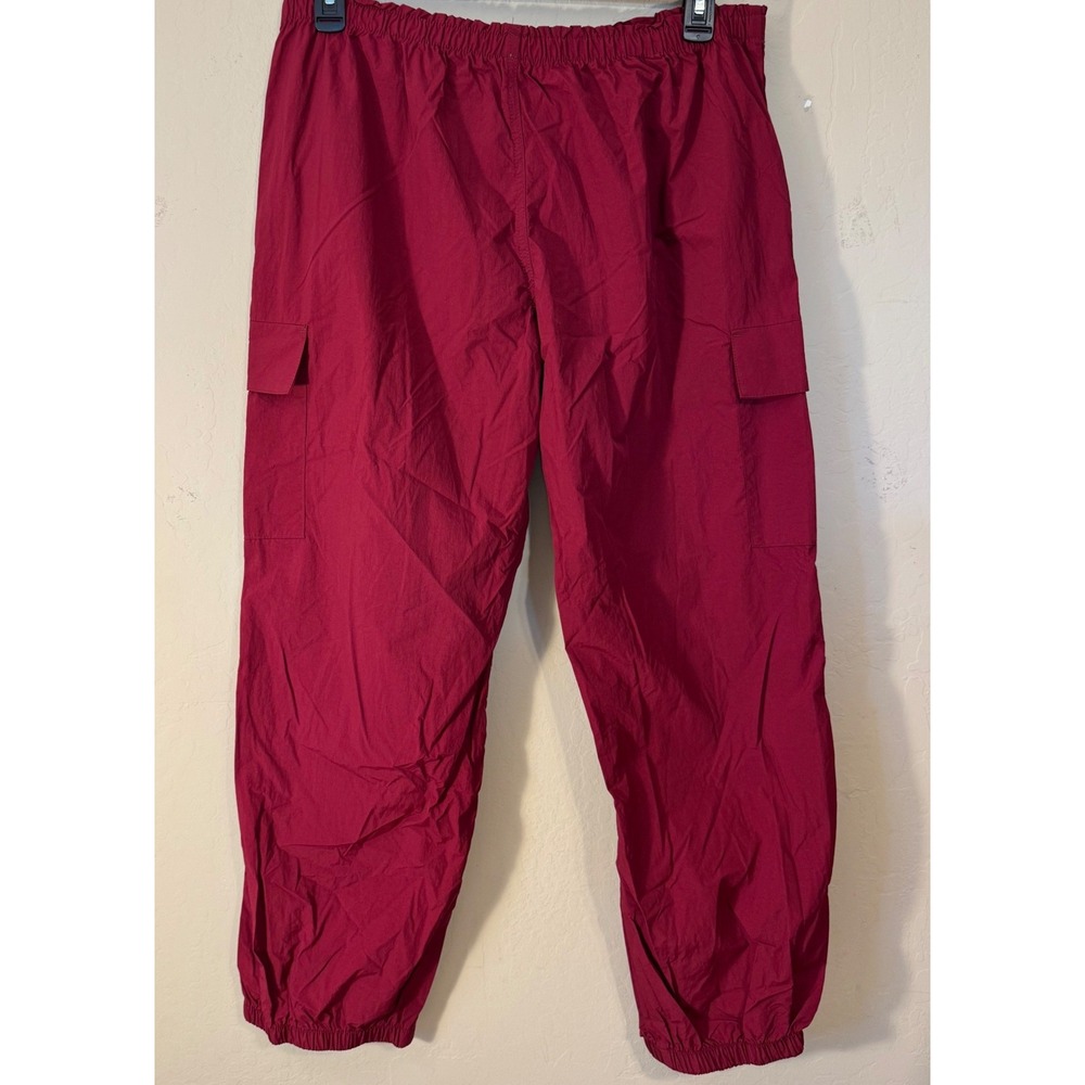 Xersion Parachute Pants Girls 3XL Red High Rise Woven Cargo Joggers Athletic NEW